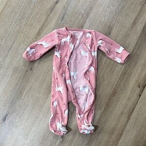 Carter's Blush Unicorn Footie 6-9 months fleece